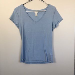 Baby Blue Plain V- Neck Top